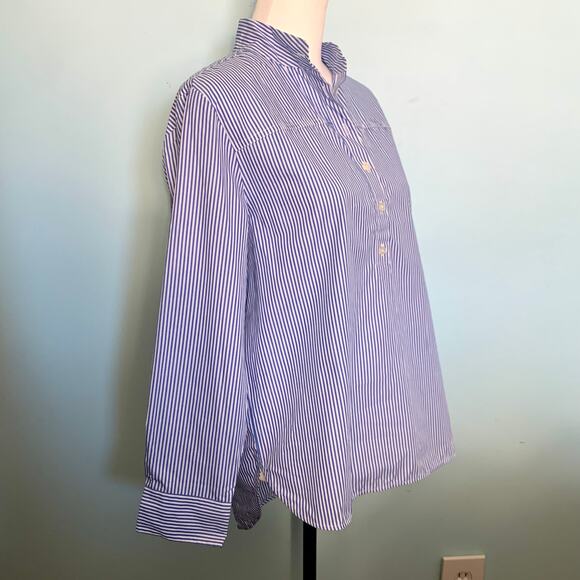 NWT J. Crew Blue Striped Popover Shirt Size 4 - Picture 5 of 8